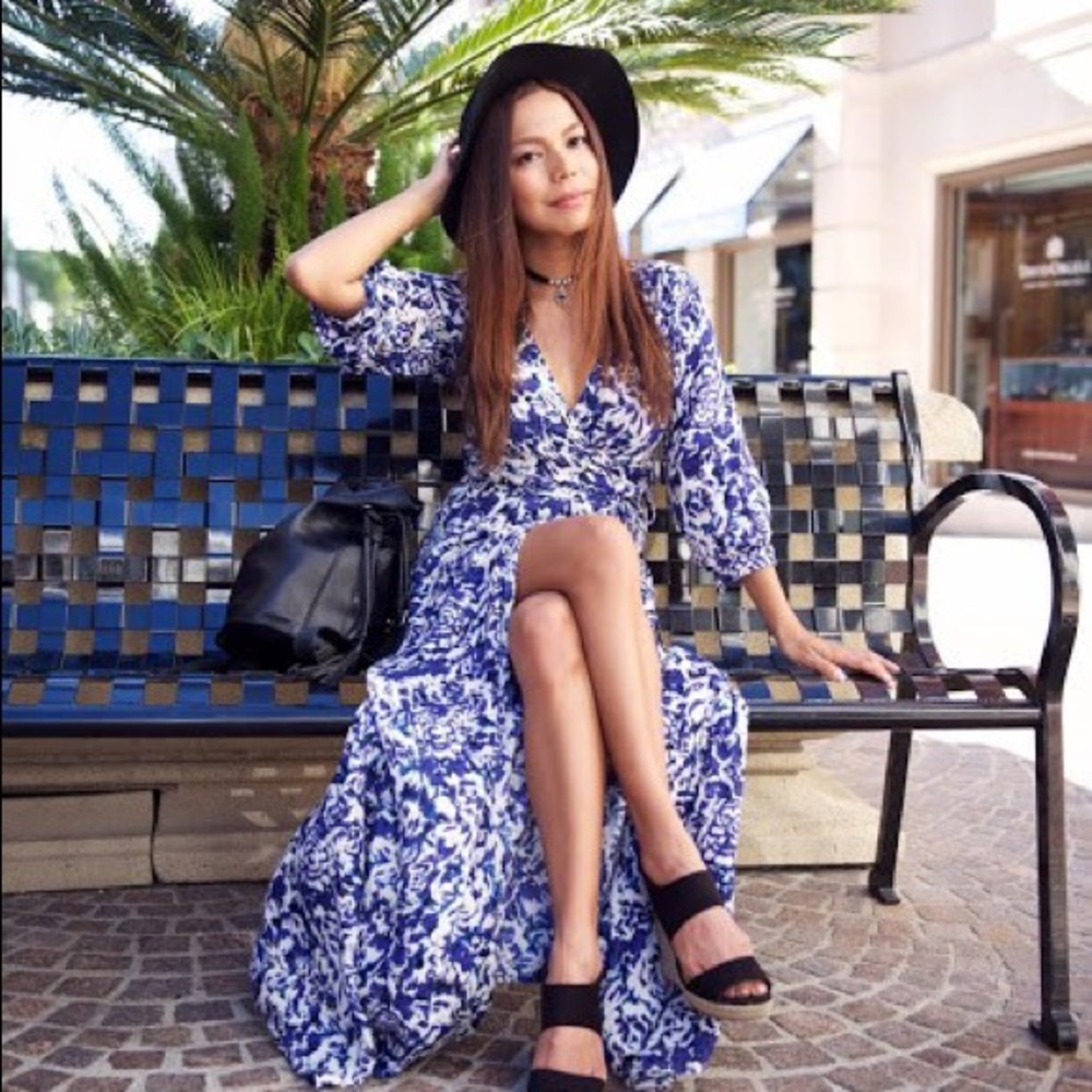Blue Floral Maxi Wrap dress by Raga XS